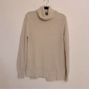 Zara Chunky Cotton Knit Asymmetric Hem Turtleneck Sweater